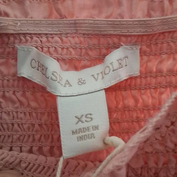 Chelsea & Violet NWT Pink Smocked Bow Shoulder Dress XS - Picture 6 of 7